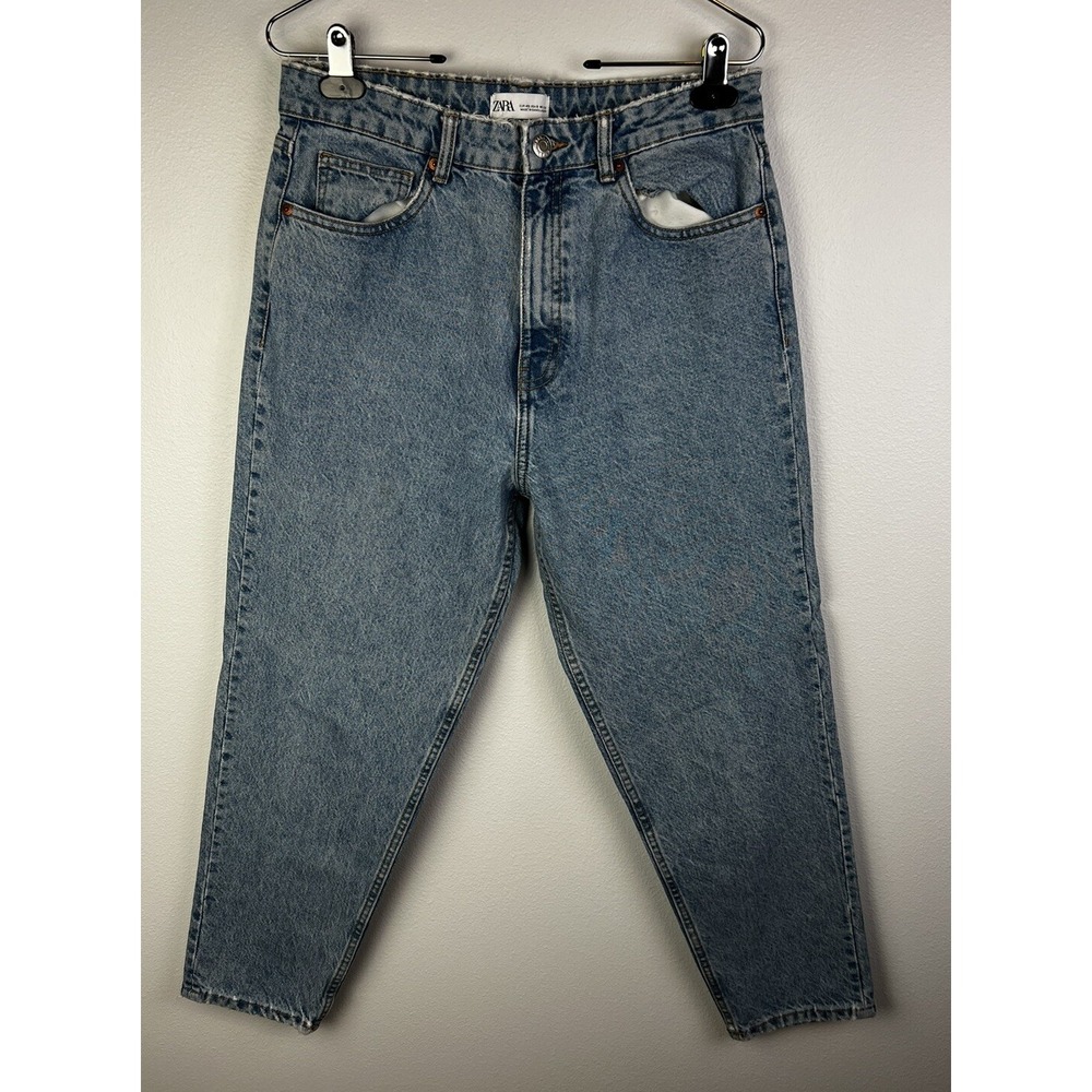 Zara Tapered Straight Leg Blue Jeans Womens Size 8 Light wash